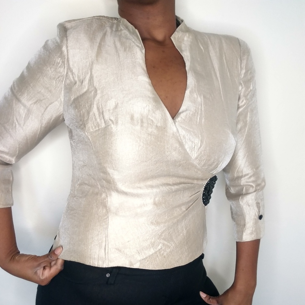 Women’s Blouse Vintage Formal Metallic Size 10